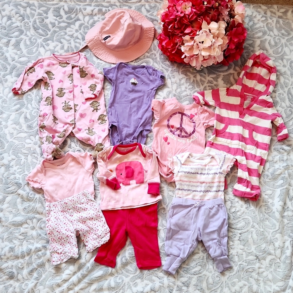 Bundle 0-3 and 3 month baby girl clothes